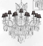 Maria Theresa Chandelier Crystal Lighting Chandeliers w/Optical Quality Fringe Prisms! Great for the Dining Room, Foyer, Entry Way, Living Room! H38" X W37" w/Black Shades - A500-B8/BLACKSHADES/CS/21510/15+1
