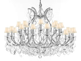 Swarovski Crystal Trimmed Chandelier Lighting Chandeliers H35"X W46" Great for The Foyer, Entry Way, Living Room, Family Room and More! w/White Shades - A500-B62/CS/WHITESHADES/2MT/24+1SW