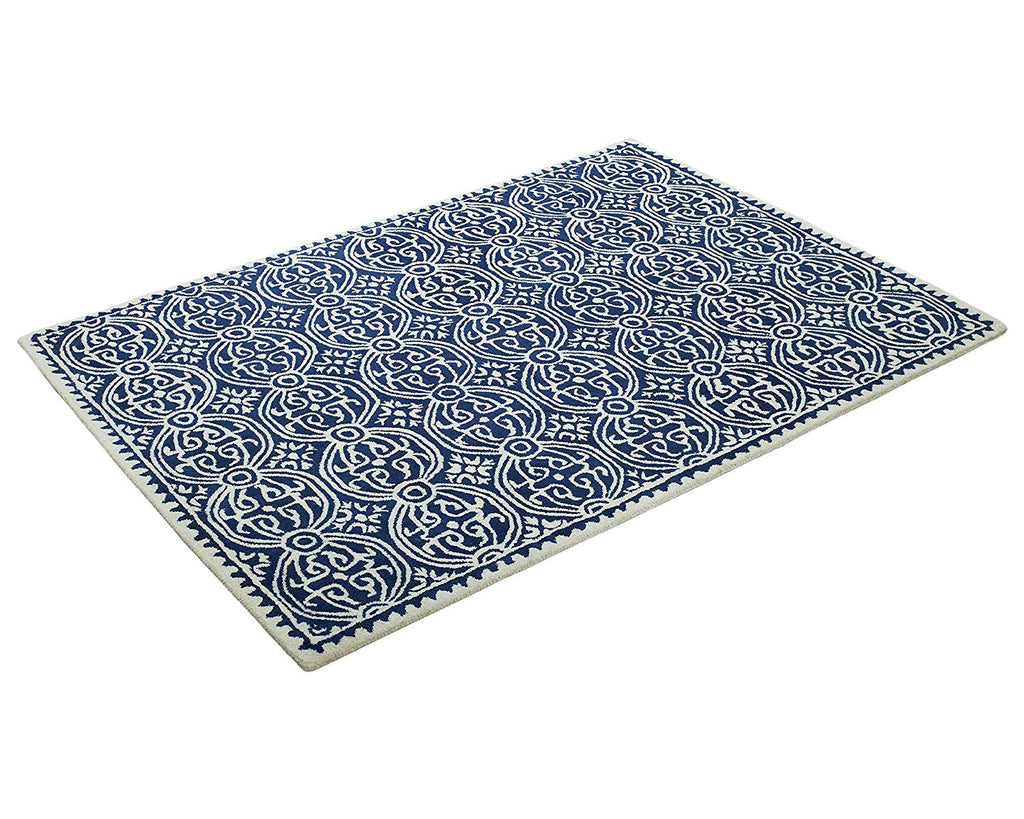 Handtufted Moroccan Navy Wool Area Rug 5 X 7 - J10-IN-210-5X7