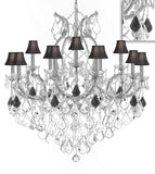 Swarovski Crystal Trimmed Maria Theresa Chandelier Crystal Lighting Chandeliers Lights Fixture Pendant Ceiling Lamp for Dining room, Entryway , Living room H38"XW37" - Dressed with Jet Black Crystal - A500-B97/BLACKSHADES/SILVER/21510/15+1SW
