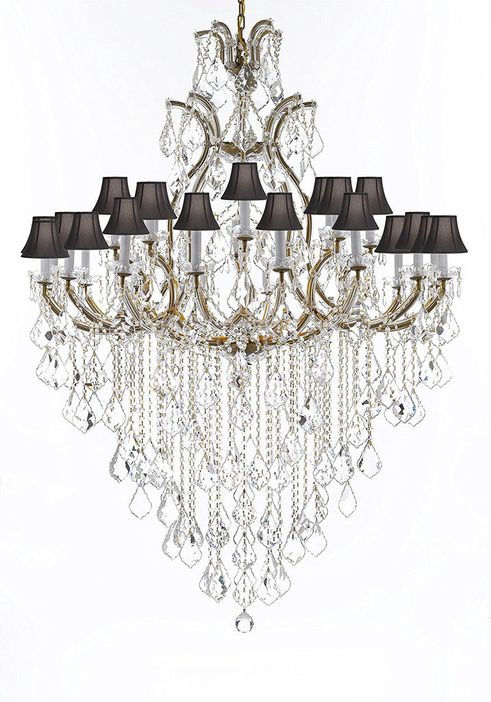 Crystal Chandelier Lighting Chandeliers H65" X W46" Great for the Foyer, Entry Way, Living Room, Family Room and More w/Black Shades - A500-B12/BLACKSHADES/52/2MT/24+1