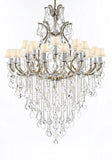 Swarovski Crystal Trimmed Chandelier Lighting Chandeliers H65" X W46" Great for the Foyer, Entry Way, Living Room, Family Room and More w/White Shades - A500-B12/WHITESHADES/52/2MT/24+1SW