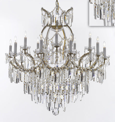 Maria Theresa Chandelier Crystal Lighting Chandeliers with Optical Quality Fringe Prisms! Great for the Dining Room, Foyer, Entry Way, Living Room! H38" X W37" - A500-B8/21510/15+1