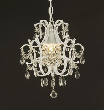 Jac D'Lights J10-592/1 Wrought Iron Crystal Chandelier 14x11x1-Inch White Wrought Country French Mini Kitchen - 592/1 white-us