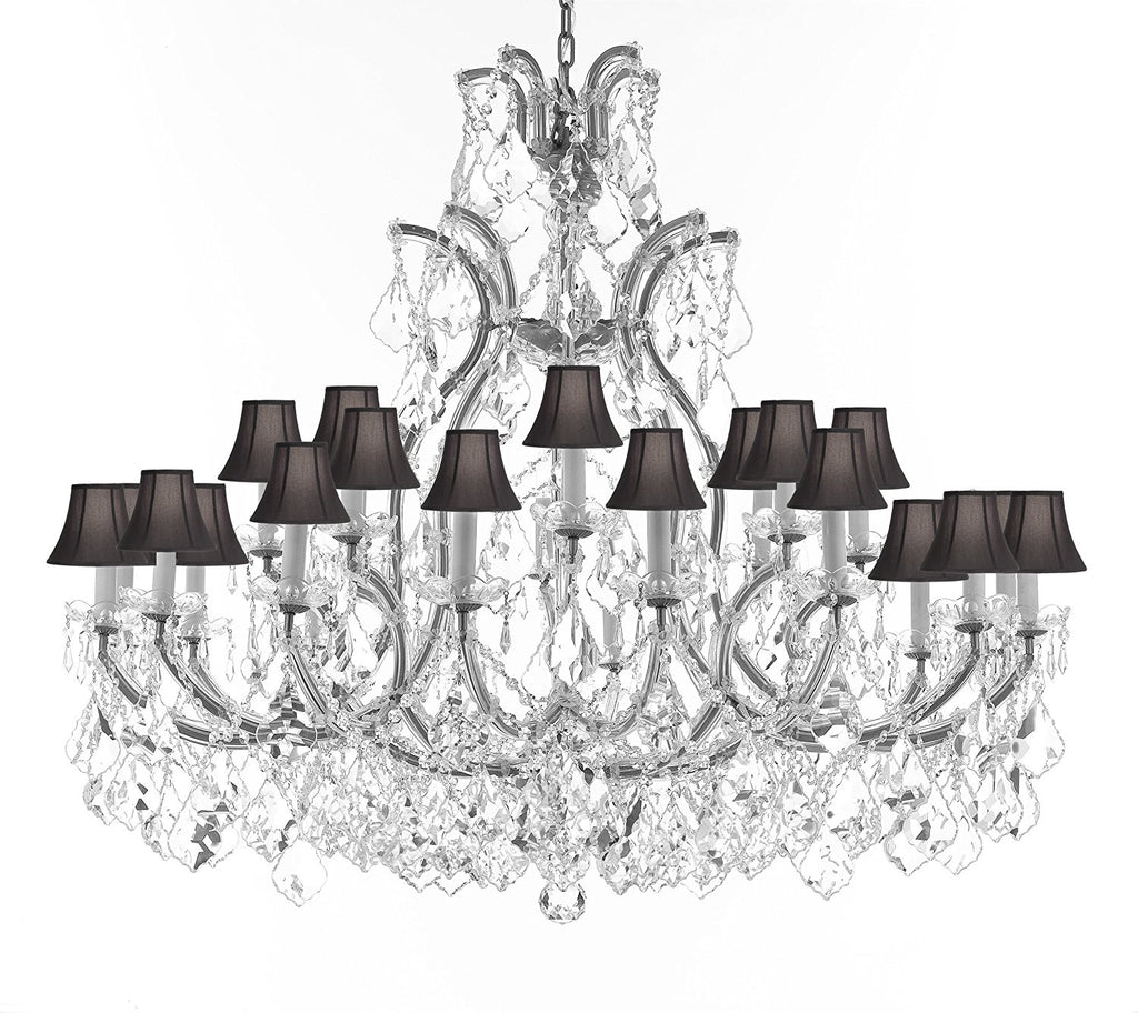 Swarovski Crystal Trimmed Chandelier Lighting Chandeliers H41" XW46" Great for the Foyer, Entry Way, Living Room, Family Room and More w/Black Shades - A500-B62/CS/BLACKSHADES/52/2MT/24+1SW
