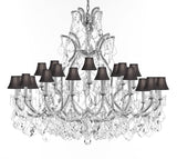 Swarovski Crystal Trimmed Chandelier Lighting Chandeliers H41" XW46" Great for the Foyer, Entry Way, Living Room, Family Room and More w/Black Shades - A500-B62/CS/BLACKSHADES/52/2MT/24+1SW