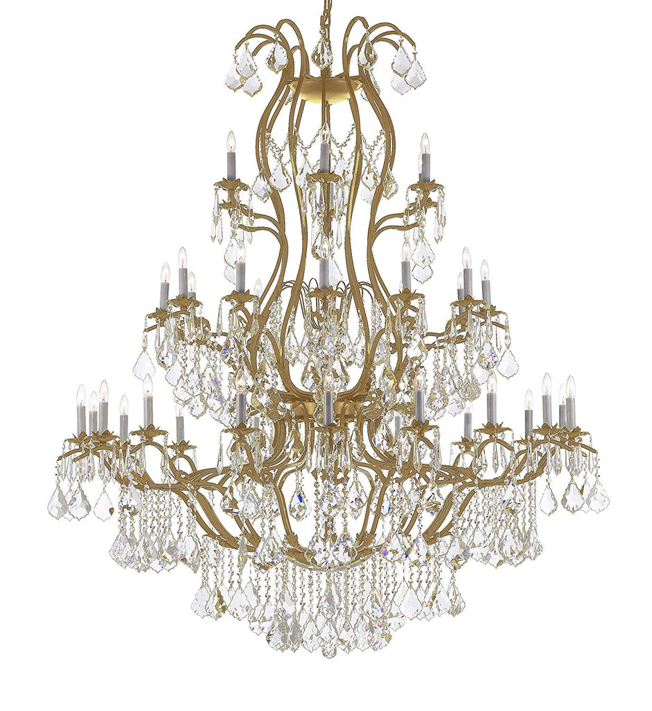 Large Foyer Iron Chandelier Chandeliers Lighting with Crystal! H60" x W52" - A500-CG/3031/36+1