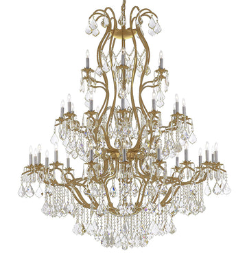 Chandelier Made with Swarovski Crystal! Large Foyer/Entryway Wrought Iron Chandelier Chandeliers Lighting with Crystal! H60" x W52" - A500-CG/3031/36+1SW
