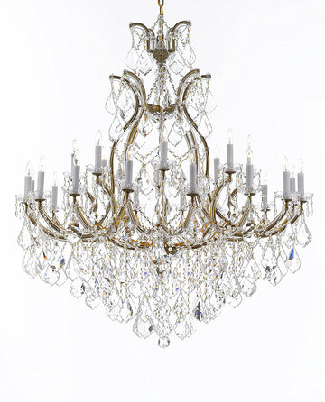 Crystal Chandelier Lighting Chandeliers H52" X W46" Dressed with Large, Luxe, Diamond Cut Crystals Great for the Foyer, Entry Way, Living Room, Family Room and More - A500-B90/52/2MT/24+1DC