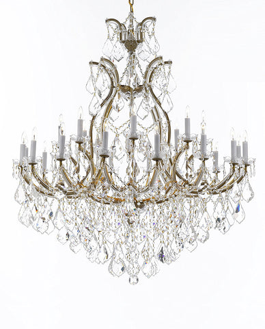 Crystal Chandelier Lighting Chandeliers H52" X W46" Dressed with Large, Luxe, Diamond Cut Crystals Great for the Foyer, Entry Way, Living Room, Family Room and More - A500-B90/52/2MT/24+1DC