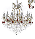 Swarovski Crystal Trimmed Maria Theresa Chandelier Crystal Lighting Chandeliers Lights Fixture Pendant Ceiling Lamp for Dining room, Entryway , Living room H38" X W37" - Dressed with Ruby Red Crystals - A500-B98/21510/15+1SW