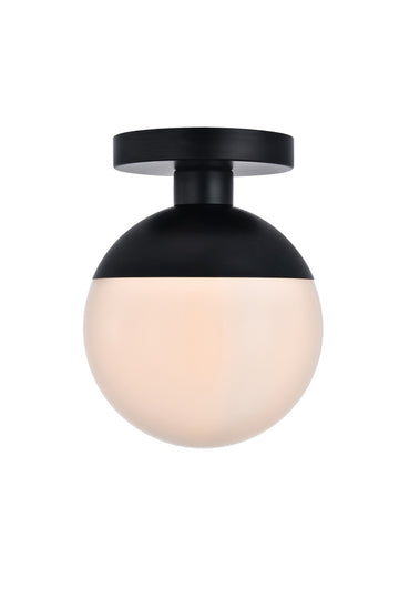 ZC121-LD6050BK - Living District: Eclipse 1 Light Black Flush Mount With Frosted White Glass