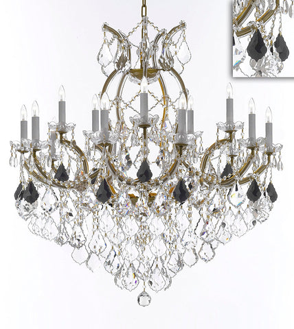 Maria Theresa Chandelier Crystal Lighting Chandeliers Lights Fixture Pendant Ceiling Lamp for Dining room, Entryway , Living room H38" X W37" - Dressed with Jet Black Crystals - A500-B97/21510/15+1
