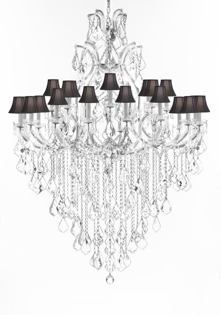 Crystal Chandelier Lighting Chandeliers H65"X W46" Great for the Foyer, Entry Way, Living Room, Family Room and More w/Black Shades - A500-B12/BLACKSHADES/CS/52/2MT/24+1