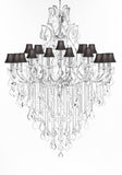 Swarovski Crystal Trimmed Chandelier Lighting Chandeliers H65"XW46" Great for the Foyer, Entry Way, Living Room, Family Room and More w/Black Shades - A500-B12/BLACKSHADES/CS/52/2MT/24+1SW