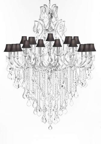 Swarovski Crystal Trimmed Chandelier Lighting Chandeliers H65"XW46" Great for the Foyer, Entry Way, Living Room, Family Room and More w/Black Shades - A500-B12/BLACKSHADES/CS/52/2MT/24+1SW