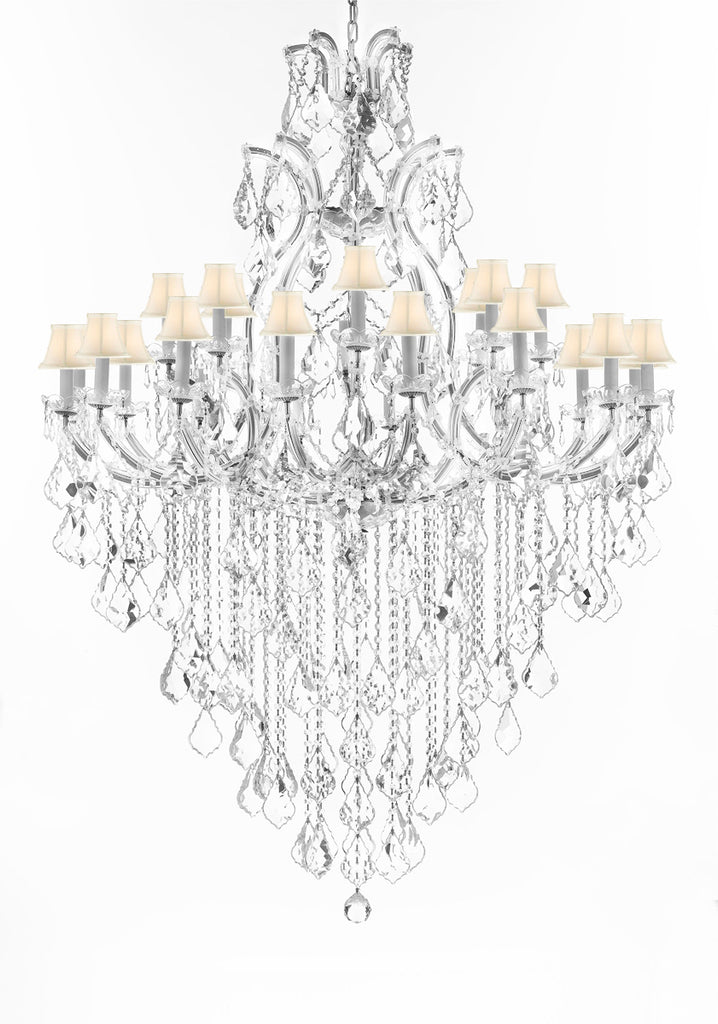 Swarovski Crystal Trimmed Chandelier Lighting Chandeliers H65"XW46" Great for the Foyer, Entry Way, Living Room, Family Room and More w/White Shades - A500-B12/WHITESHADES/CS/52/2MT/24+1SW