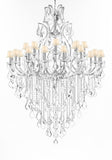 Swarovski Crystal Trimmed Chandelier Lighting Chandeliers H65"XW46" Great for the Foyer, Entry Way, Living Room, Family Room and More w/White Shades - A500-B12/WHITESHADES/CS/52/2MT/24+1SW