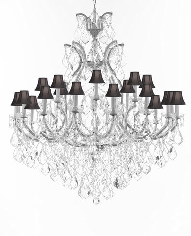 Crystal Chandelier Lighting Chandeliers H52" X W46" Dressed with Large, Luxe, Diamond Cut Crystals Great for the Foyer, Entry Way, Living Room, Family Room and More w/Black Shades - A500-B90/CS/BLACKSHADES/52/2MT/24+1DC