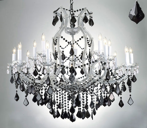 New Maria Theresa Chandelier Crystal Lighting H38" X W37" W/ Jet Black Crystal - A500-Silver/21510/15+1/Blackcrystal