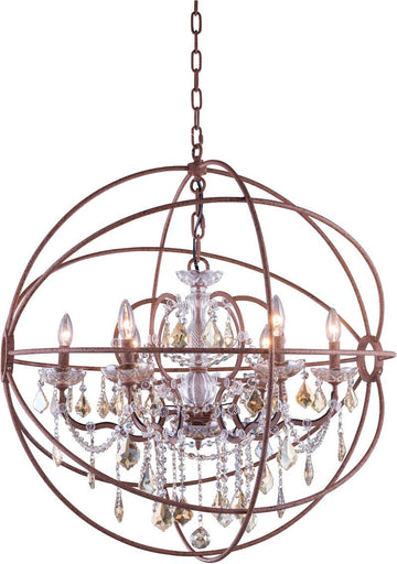 C121-1130D32RI-GT/RC By Elegant Lighting - Geneva Collection Intent Finish 6 Lights Pendant lamp