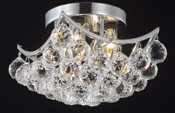 ZC121-V9800F10C/EC By Elegant Lighting Corona Collection 4 Light Flushmount Chrome Finish