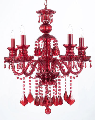 RUBY RED CRYSTAL CHANDELIER - J10-RED/3/26041/5
