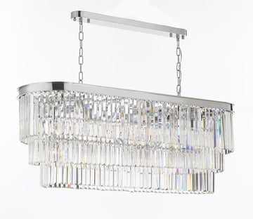 Inspired Odeon Style Glass Fringe Chandelier Lighting Chrome Finish - A113-2164/12