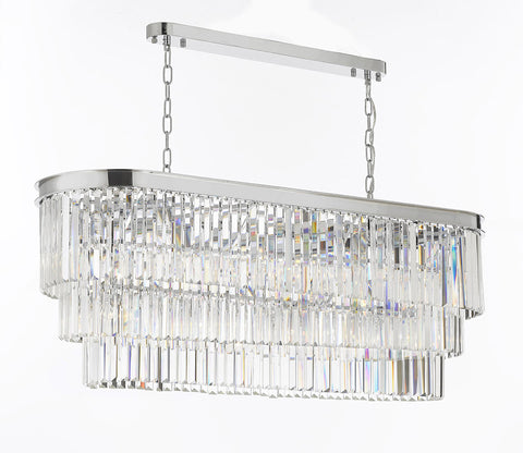Retro Palladium Glass Fringe Chandelier Lighting Chrome Finish - A113-2164/12