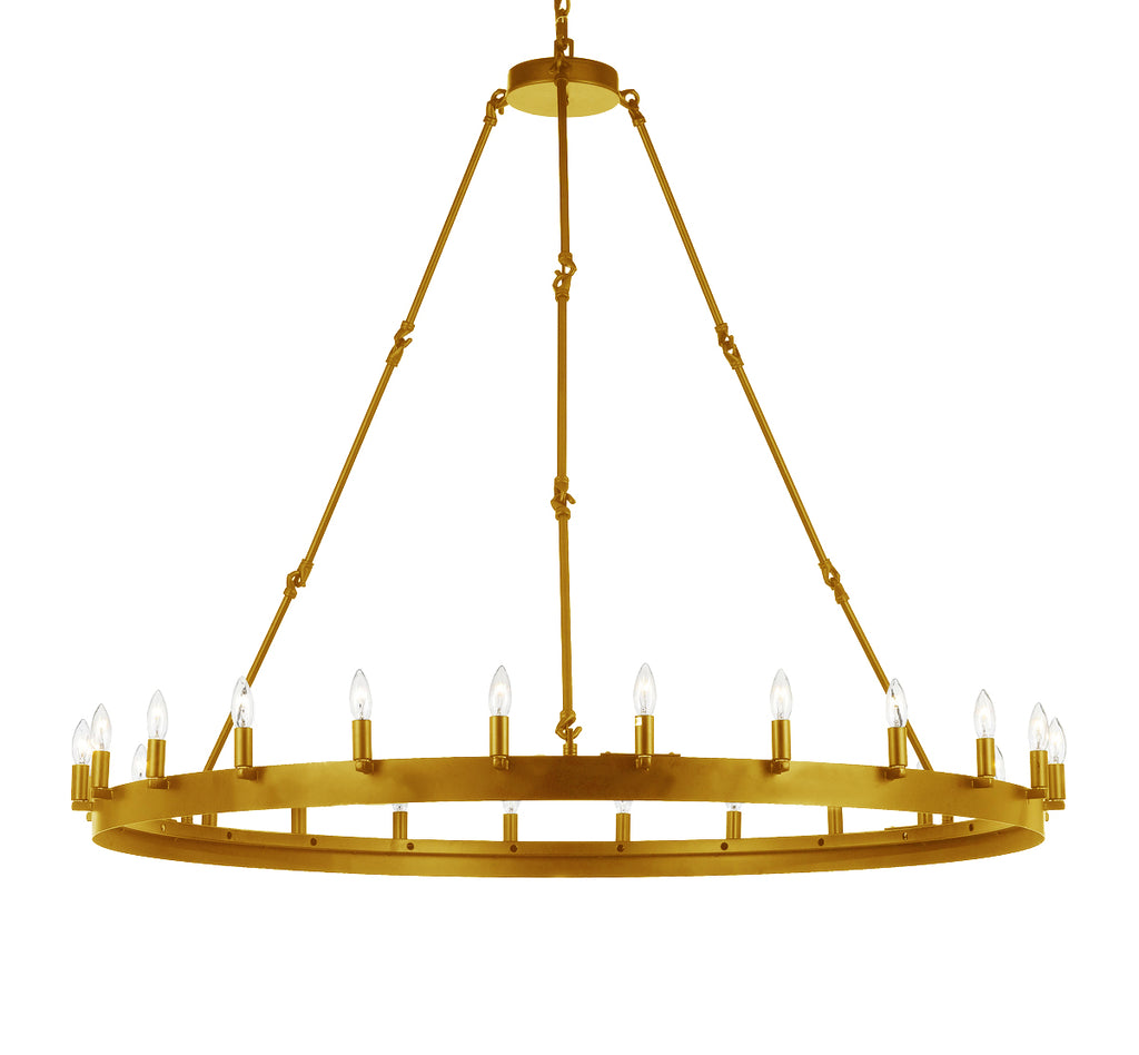 Inspired Camino Style Chandelier – One Tier Wagon Wheel, Wrought Iron Vintage Barn Metal Rustic Industrial Lighting, W50" x H48"