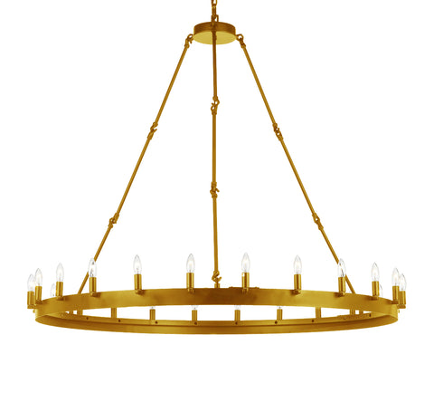 Inspired Camino Style Chandelier – One Tier Wagon Wheel, Wrought Iron Vintage Barn Metal Rustic Industrial Lighting, W50" x H48"