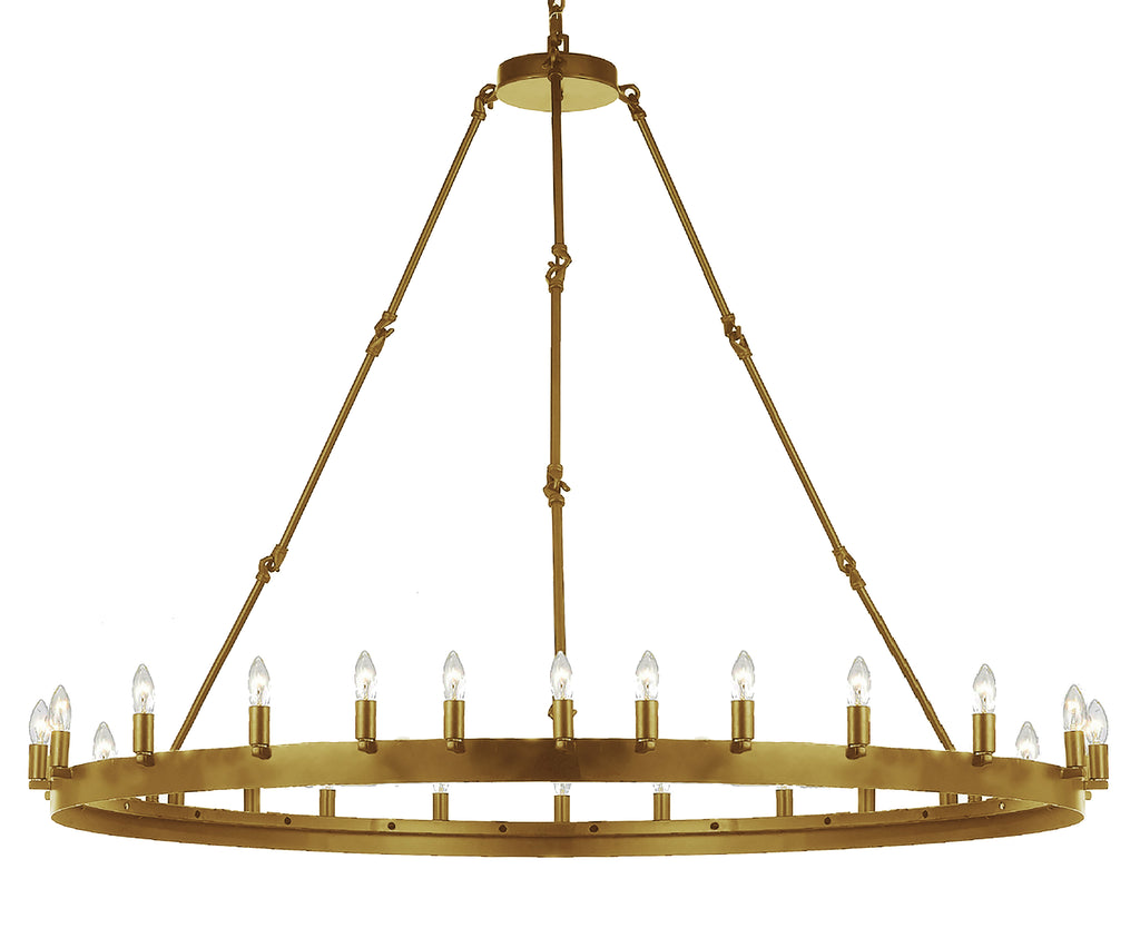 Inspired Camino Style Chandelier – One Tier Wagon Wheel, Wrought Iron Vintage Barn Metal Rustic Industrial Lighting, W63" x H49"