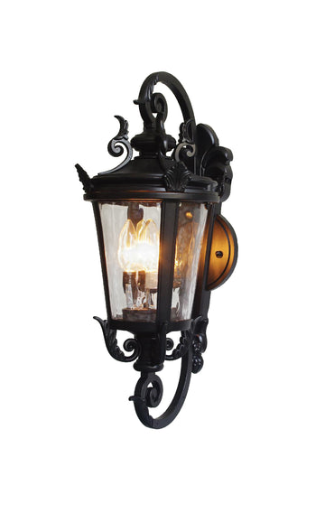 deCasa Marseille Traditional Outdoor Wall Light Fixture Mediterranean Black Double Scroll Arm 36" for Exterior Porch Patio - G7-4583/36