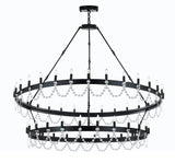 Inspired Camino Style Chandelier - Castile Two Tier Wrought Iron Chandelier - Industrial Loft Rustic Lighting W63" x H60"