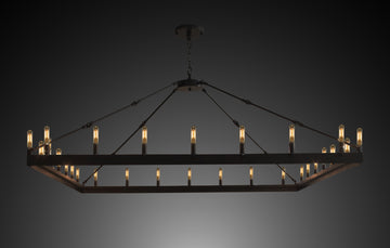 Inspired Camino Style Chandelier - One Tier Wagon Wheel, Wrought Iron Rustic Industrial Lighting W63" x H41"