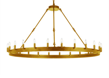 Inspired Camino Style Chandelier - Castile One Tier Wrought Iron Chandelier - Industrial Loft Rustic Lighting W 50" H 34"