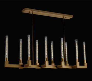 Inspired Cannele Style Linear Chandelier 55" Vintage Barn Metal Industrial Loft Rustic Lighting