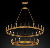 Wrought Iron Vintage Barn Metal Castile Two Tier Chandelier Chandeliers Industrial Loft Rustic Lighting W 38" H 50" - A113-CG/3429/30