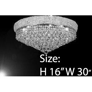 French Empire Crystal Flush Chandelier Lighting H16" W30" - A500-Flush/Silver/541/24