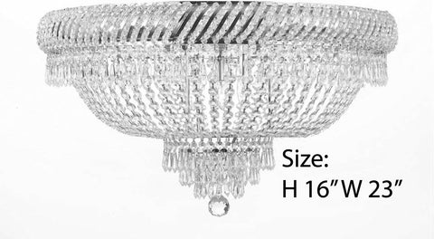 Flush French Empire Crystal Chandelier H16 X Wd23 6 Lights Chandeliers Lighting Silver Fixture Pendant Ceiling Lamp Empire Flush - A500-flush/448/9 SILVER