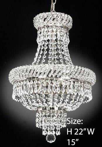 French Empire Crystal Chandelier Chandeliers Lighting Silver H22 X Wd15 3 Lights Empire - 448/3 SILVER-us