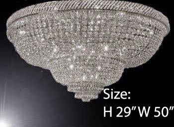 Swarovski Crystal Trimmed Chandelier Silver French Empire Crystal Flush Basket Chandelier H 29" W 50" - A500-Flush/Cs/448/48Sw