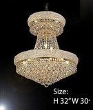 FRENCH EMPIRE CRYSTAL CHANDELIER CHANDELIERS DRESSED WITH SWAROVSKI CRYSTAL- H32" x W30" - Good for Dining Room Foyer Entryway Family Room Bedroom Living Room and More! - A500-B92/CG/541/24SW