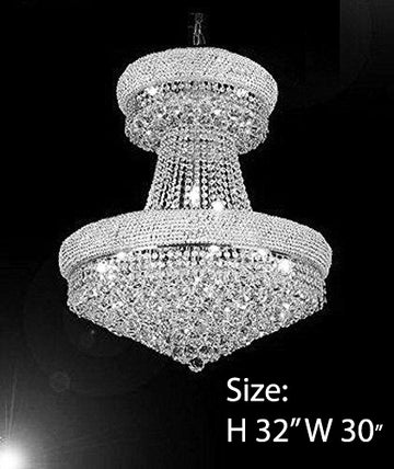 French Empire Crystal Chandelier Chandeliers Dressed With Swarovski Crystal- H32" X W30" - Good For Dining Room Foyer Entryway Family Room Bedroom Living Room And More - A500-B92/Cs/541/24Sw