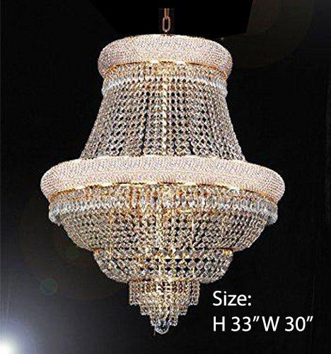 FRENCH EMPIRE CRYSTAL CHANDELIER CHANDELIERS DRESSED WITH SWAROVSKI CRYSTAL- H33" x W30" - Good for Dining Room Foyer Entryway Family Room Bedroom Living Room and More! - A500-B92/CG/448/21SW