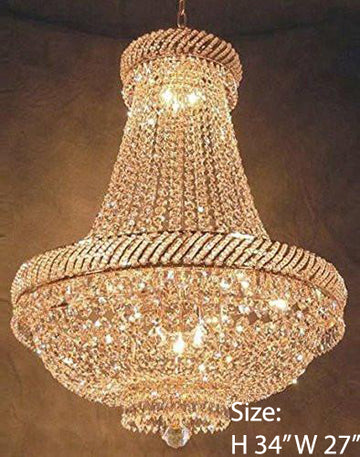 French Empire Crystal Chandelier Lighting H34" X W27" - A500-448/12