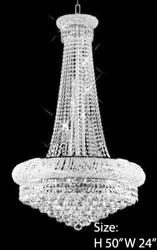 French Empire Crystal Chandelier H50" X W24" - A500-Large/Silver/542/15