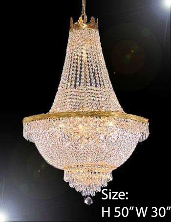French Empire Crystal Chandelier Lighting H50" X W30"