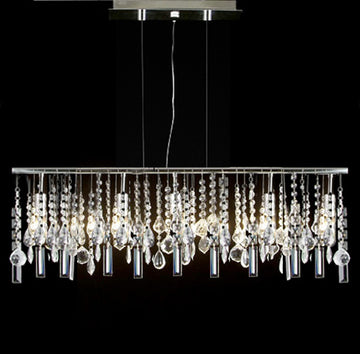 Modern Contemporary Linear Chandelier Lighting Lamp W/ Crystal H58" X W38" - G7-830/5
