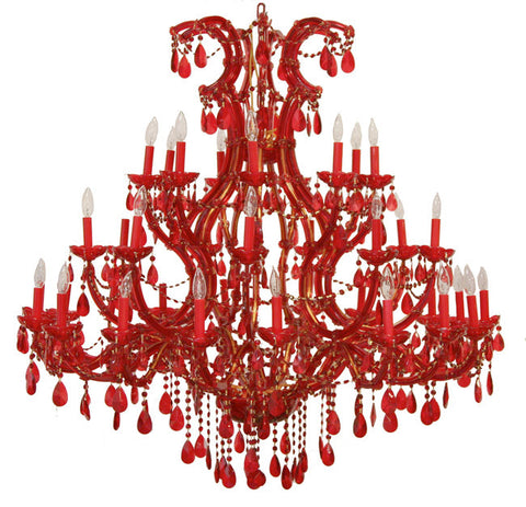Large Foyer / Entryway Ruby Red Maria Theresa Empress Crystal (Tm) Chandelier Chandeliers Lighting W52" H60" - A500-Red/2756/36+1